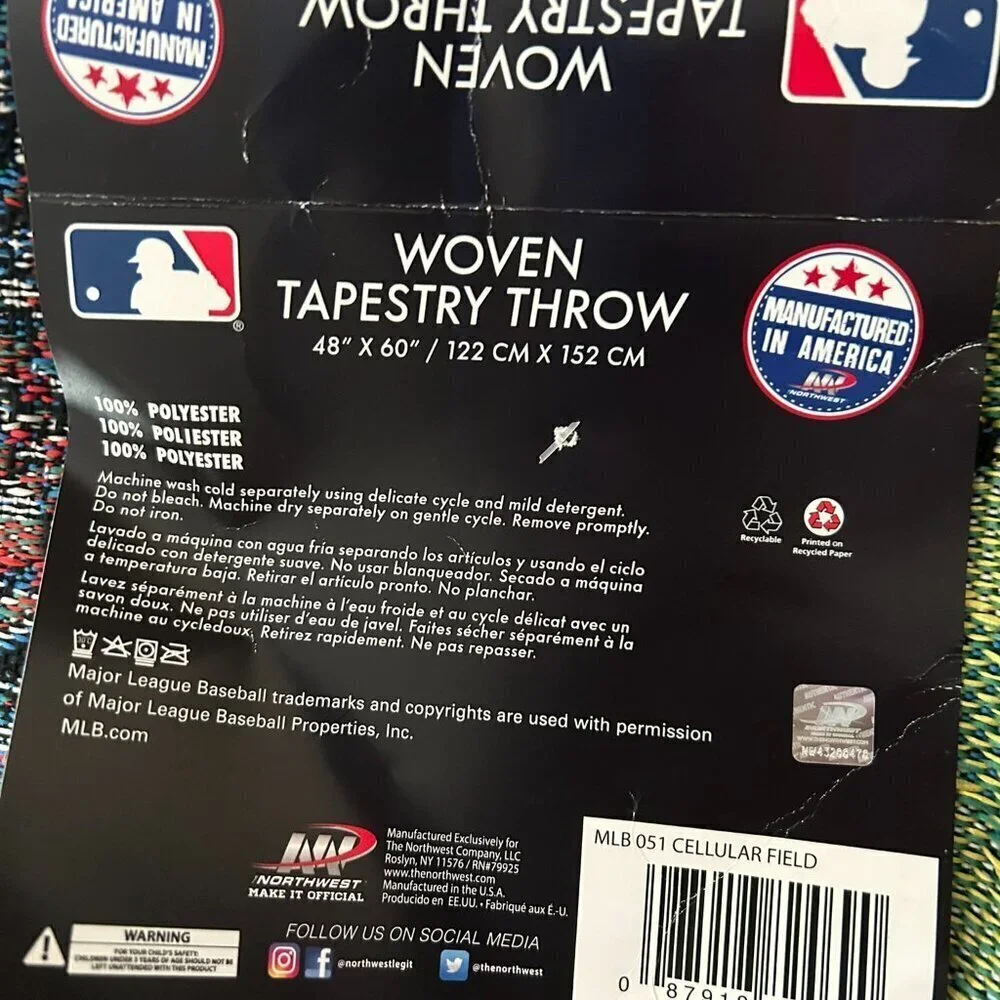 NWT Chicago White Sox Stadium Tapestry Throw Blanket 48x60 MLB Northwest